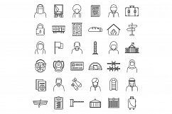 Africa illegal immigrants icons set, outline style Product Image 1