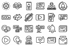 Subscribe icons set, outline style Product Image 1