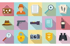 Investigator icons set, flat style Product Image 1