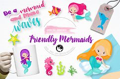 friendly mermaids graphics and illustrations Product Image 1