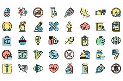 Diabetes icons vector flat Product Image 1