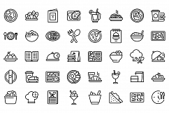 Business lunch icons set, outline style Product Image 1
