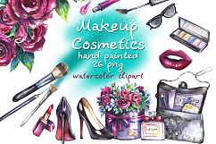 Makeup Cosmetics Watercolor Clipart Product Image 1