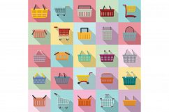 Cart supermarket icons set, flat style Product Image 1