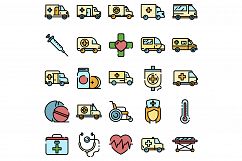 Ambulance icons vector flat Product Image 1