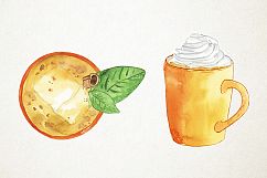 Watercolor Pumpkin Spice Clipart, Pumpkin Clipart Product Image 4