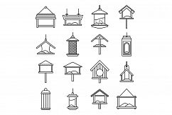 City bird feeders icons set, outline style Product Image 1