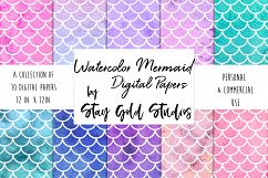 Watercolor Mermaid Patterns Product Image 1