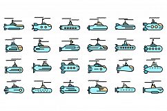 Submarine icons set vector flat Product Image 1