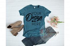 Bella Canvas Mockup 6004 TShirt Mockup Heather Deep Teal Product Image 1