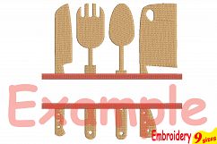 Split Kitchen Designs for Embroidery Machine Instant Download Commercial Use digital file 4x4 5x7 hoop icon symbol sign Utensils Cooking 57b Product Image 4