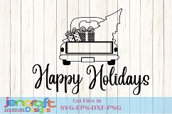 Holidays Truck Christmas Tree Red truck Vintage SVG Classic Product Image 1