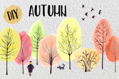 Watercolor DIY Autumn Clip Art Set Product Image 1