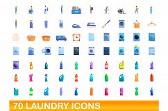 70 laundry icons set, cartoon style Product Image 1