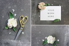 White &amp; gray floral mockup, flower stock images Product Image 3