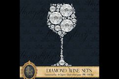 16 Diamond Wine Glass and Bottle Clip arts, Diamond Party Product Image 6