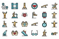 Workout seniors icons set vector flat Product Image 1