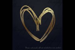 30 Realistic 24k Gold Metallic Hand Drawn Heart Clip Arts Product Image 4