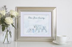 Watercolor clipart polar bear family for instant download Product Image 8