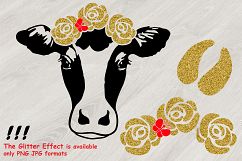 Bandanna Flower Heifer Cow SVG, Glitter farm cowboy 795S Product Image 2