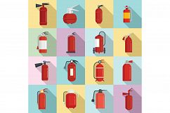 Fire extinguisher icons set, flat style Product Image 1