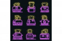 Toaster icons set vector neon Product Image 1