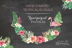 Watercolor Tropical Clipart Bouquets Aloha Flamingo Toucan Parrot Flowers Product Image 5