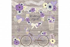 Vector Rustic Bicycle purple wedding clipart Product Image 2