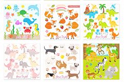 Cute Baby Animals Clip art Graphics and Digital Papers Patterns Bundle Product Image 2