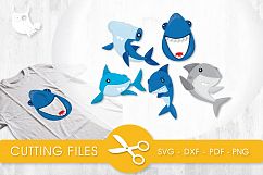 Sharks cutting files svg, dxf, pdf, eps included - cut files for cricut and silhouette - Cutting Files SG Product Image 1
