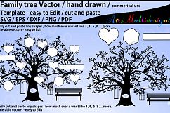 family tree clipart SVG template, EPS, Dxf, Png, Pdf, Jpg /family tree silhouette /hand drawn tree svg vector / Commerical &amp; personal use Product Image 1