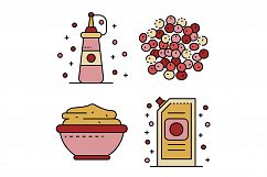 Mustard icons set line color vector Product Image 1