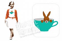 Bunny Machine Embroidery Design 3 Sizes Product Image 1