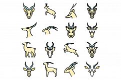 Gazelle icons set vector flat Product Image 1