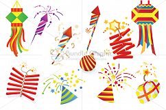 Celebration Decorative Fireworks - Vector Graphic Design Elements Set Product Image 1