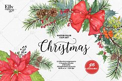 Christmas Watercolor Clip Art Product Image 1