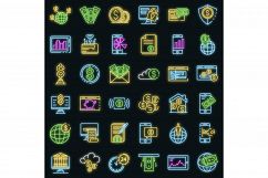 Internet banking icons set vector neon Product Image 1