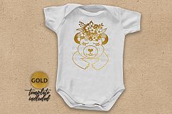 Bear face with flowers crown plotter cutting file printable Product Image 2
