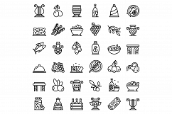 Greece food icons set, outline style Product Image 1