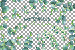 Eucalyptus leaves and branches watercolor clip art pack, Eucalyptus design elements. PNG, jpg, svg, vector illustrator &amp; corel files included Product Image 6