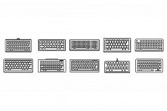 Work keyboard icons set, outline style Product Image 1