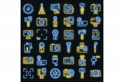 Action camera icons set vector neon Product Image 1