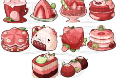 Kawaii Strawberry Foods Clipart Product Image 2