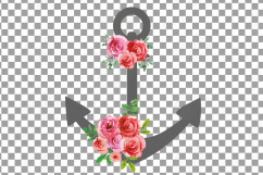Floral anchor clip art collection, watercolor floral anchor, Nautical anchor Files Vector Illustrator, PNG, EPS, JPG files included Product Image 9