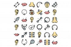 Piercing icons set vector flat Product Image 1