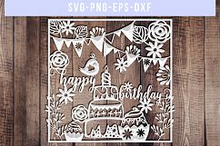 Happy Birthday SVG Cut File, Papercut Template, DXF EPS PNG Product Image 3