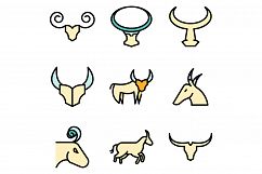Wildebeest icons set vector flat Product Image 1