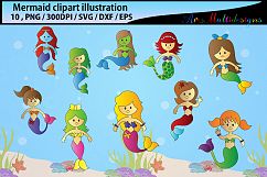 Mermaid clip art / water girls / High Quality / beauty girl clipart / mermaid vector / mermaid cutfile / EPS / PNG / SVG / DXf / icon Product Image 1