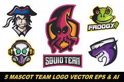 5 Mascot logo team vector illustration Product Image 1