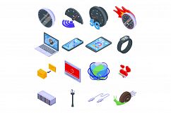 Internet speed icons set, isometric style Product Image 1